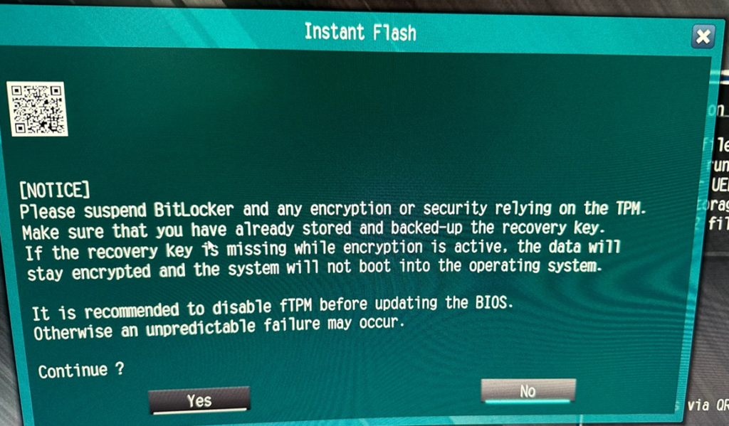 BIOS 모드에서 Flash 메뉴를 찾아 업데이트를 진행합니다