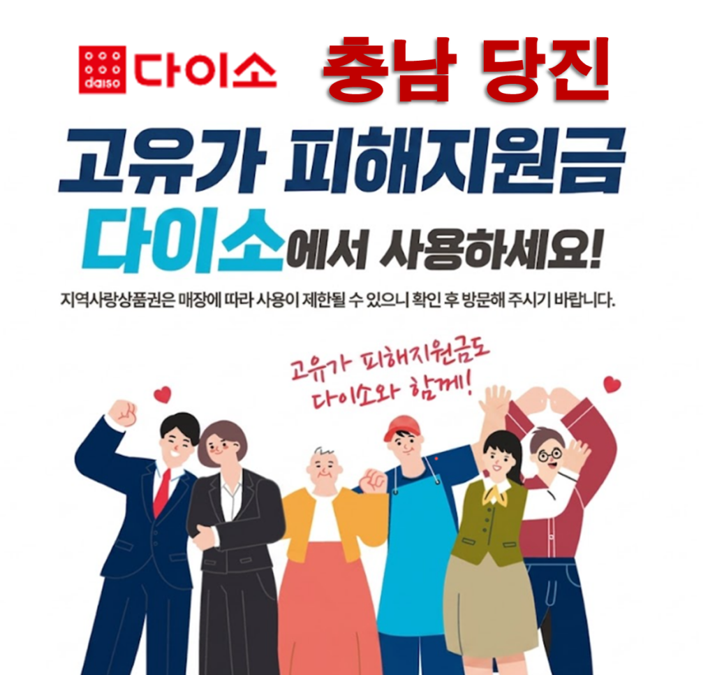 당진 고유가 피해지원금 사용 가능한 다이소 안내 당진 고유가 피해지원금 사용 가능한 다이소 안내