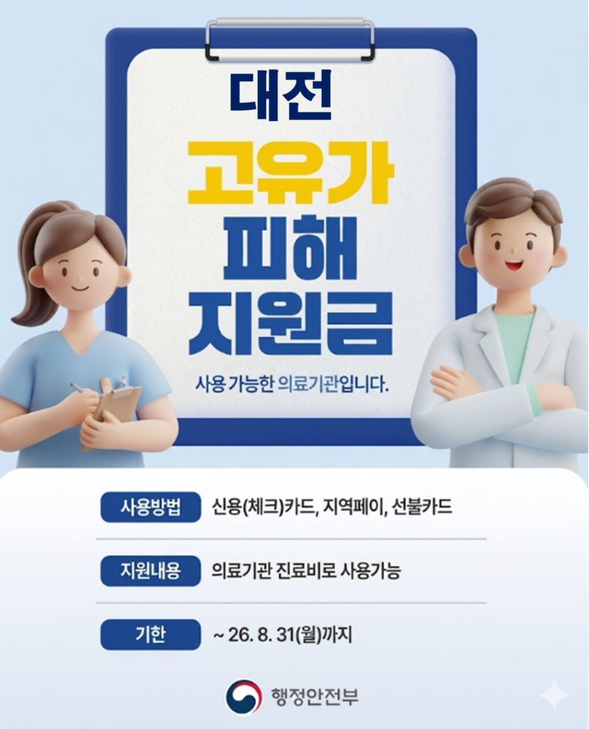 대전 고유가 피해지원금 사용 가능한 병원 대전 고유가 피해지원금 사용 가능한 병원