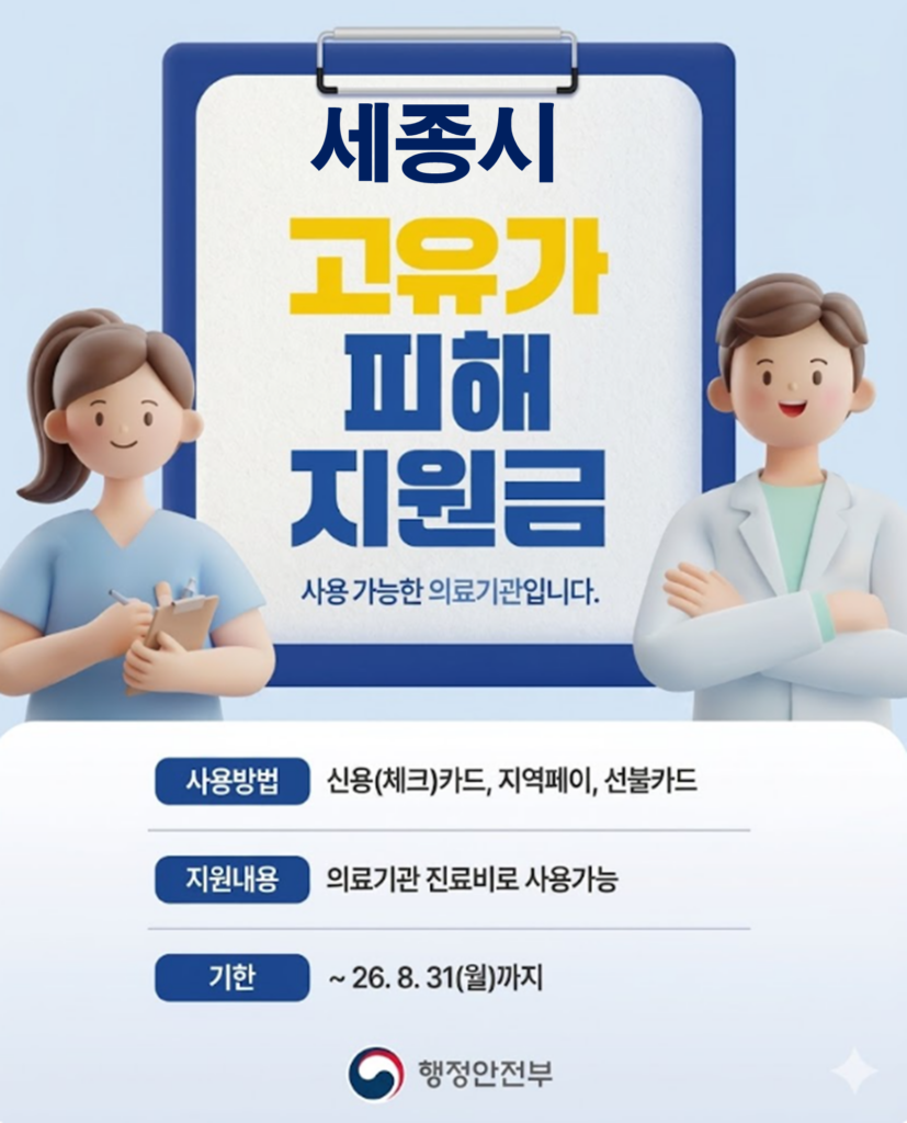 세종 고유가 피해지원금 사용 가능한 병원 세종 고유가 피해지원금 사용 가능한 병원